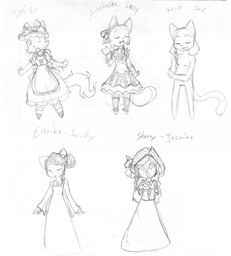 Daisy Jasmine Lisa_(Artist) Lucy Sandy Sue costume parody sketch (750x832, 724.0KB)