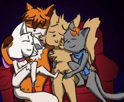 Daisy Lucy Mike MikexLucyxPauloxDaisy PaddleBoat_(Artist) Paulo cuddling polyamory quadruple (2450x2008, 742.2KB)