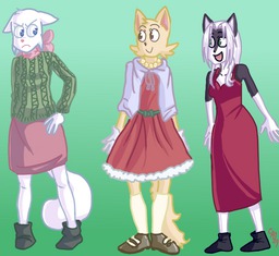 Cat27_(Artist) Christmas Daisy Jasmine Lucy (600x550, 200KB)