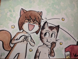 AbbeyxLucy AmayaxAugustus Kitten Taeshi_(Artist) commission watercolor (1056x792, 553.3KB)