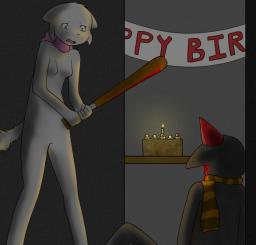 birthday blood cake Lucy Mike Radial_(Artist) weapon (585x561, 158KB)