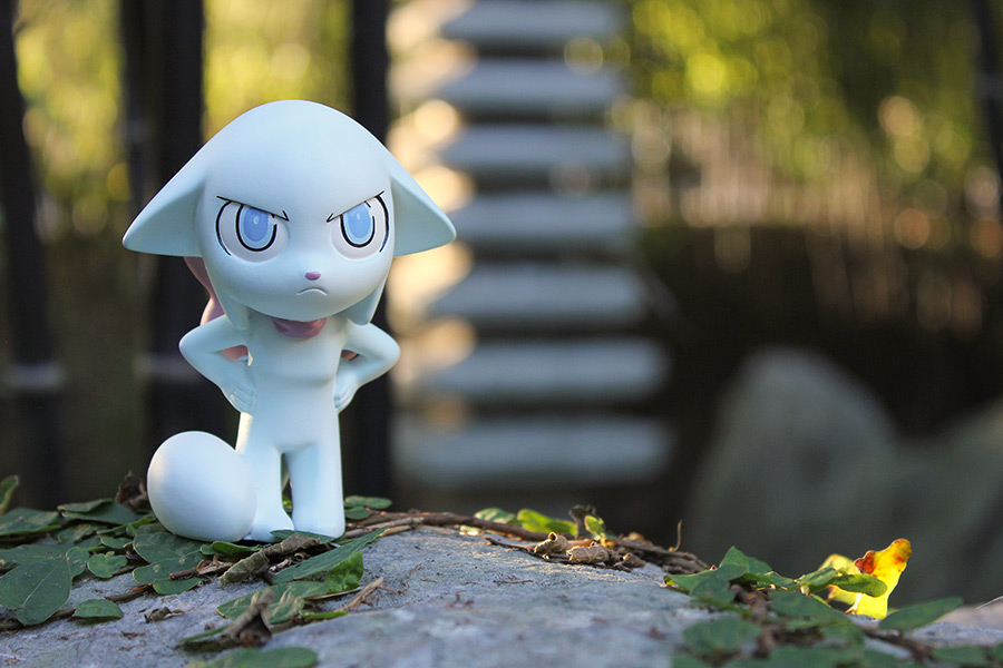 Front view of Lucy figurine on a rock